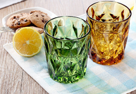 Lemon Tea Solid Glass Products 300ml Colorful Drinking Cup Machine Made OEM
