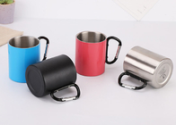 350ml Stainless Water Cup With Carabiner / Stainless Steel Cups Color Logo Customized