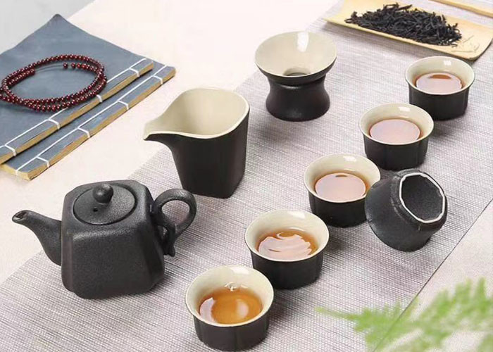 Custom Black Color Ceramic Mugs Ceramic Tea Set For Family Party / Tea Shop